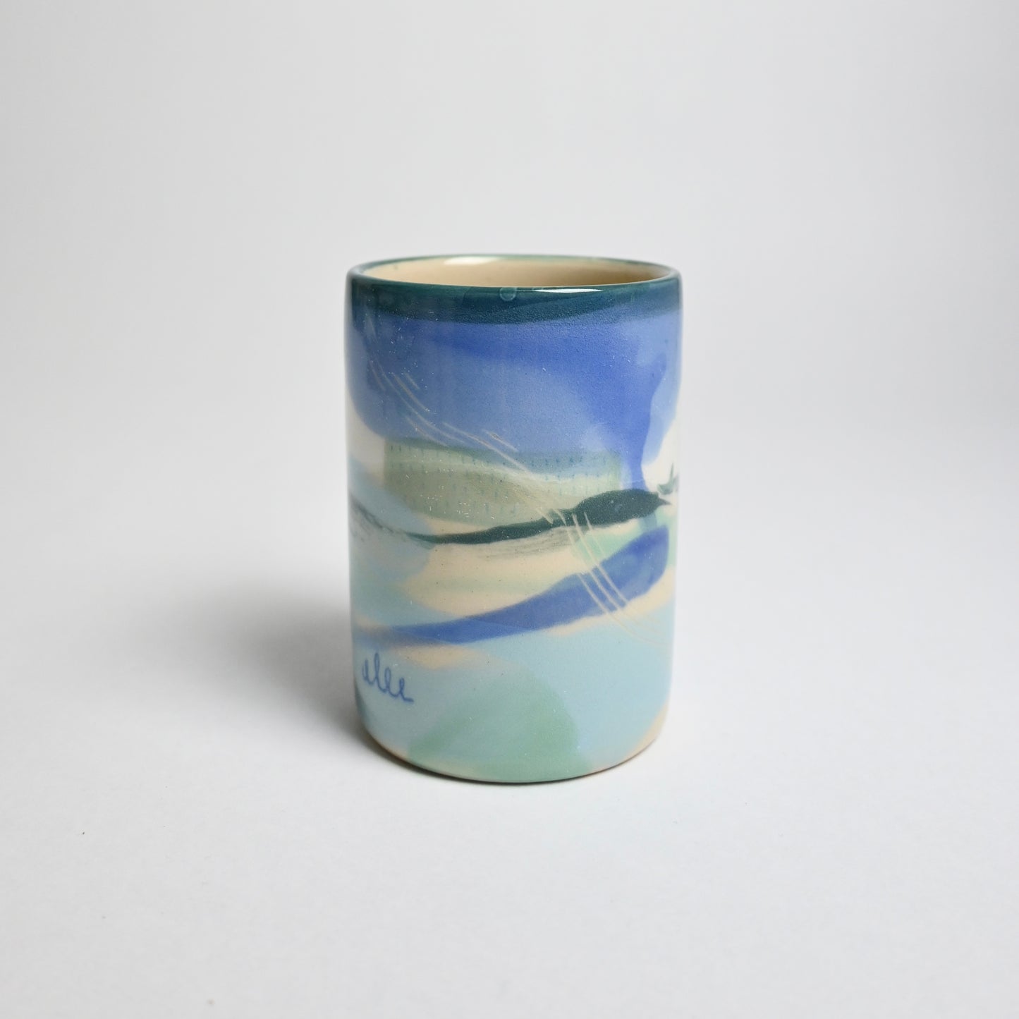 Ceramic Straight Cylinder Vase - Landscape #3