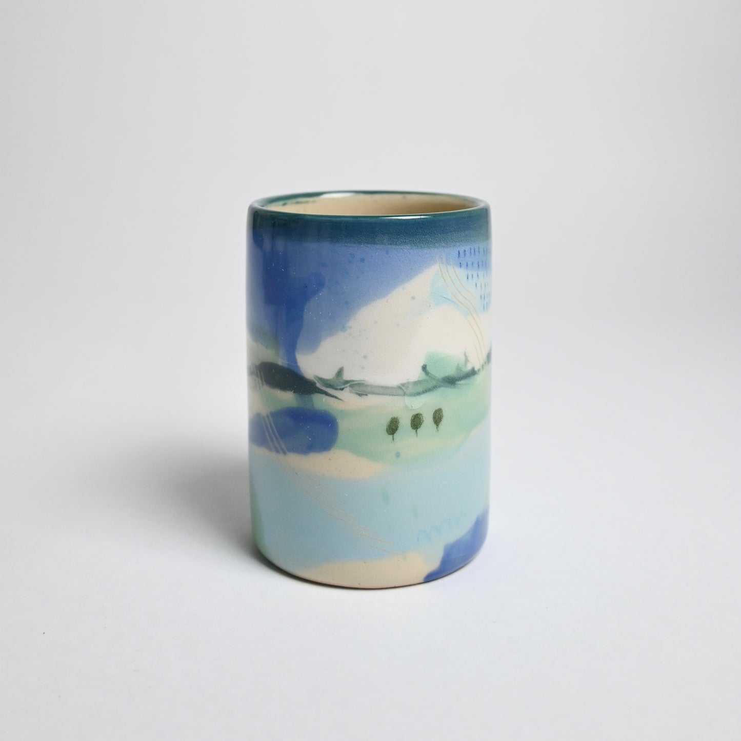 Ceramic Straight Cylinder Vase - Landscape #3