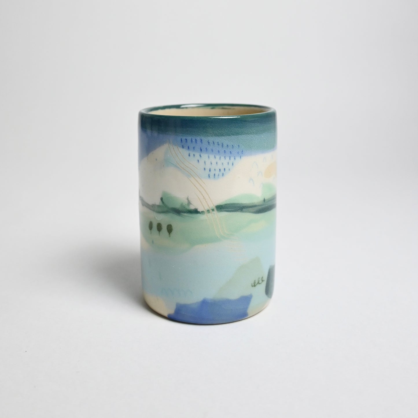 Ceramic Straight Cylinder Vase - Landscape #3