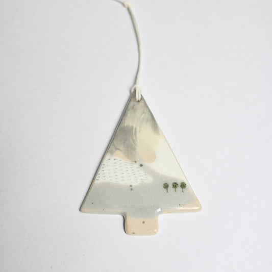 2024 Ceramic Hanging Decoration - Snowy Landscape Scandi Tree