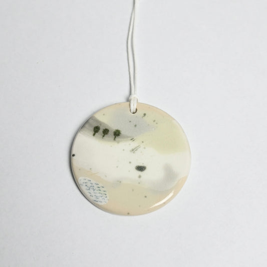 2024 Ceramic Hanging Decoration - Snowy Landscape Circle