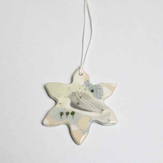 2024 Ceramic Hanging Decoration - Snowy Landscape Snowflake