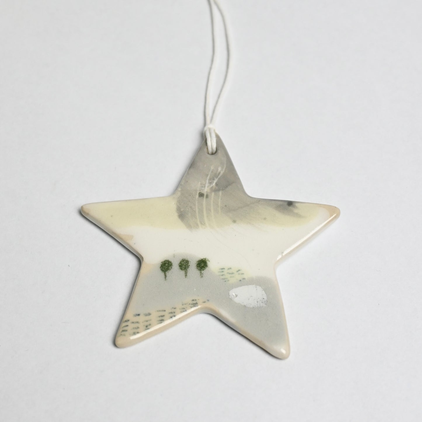 2024 Ceramic Hanging Decoration - Snowy Landscape Large Star