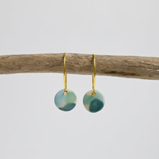 Ceramic Earrings - Gold Hoop Disc