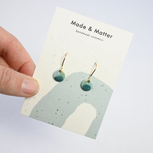 Ceramic Earrings - Gold Hook Mini Disc