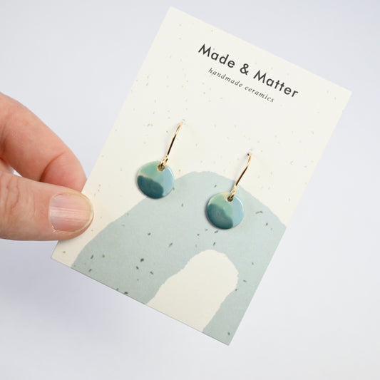 Ceramic Earrings - Gold Hook Disc